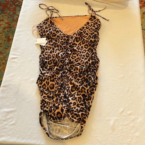 Good American Ruched Satin Slip Dress Leopard Print plus size 3XL‎ (6) NWT - Picture 5 of 5